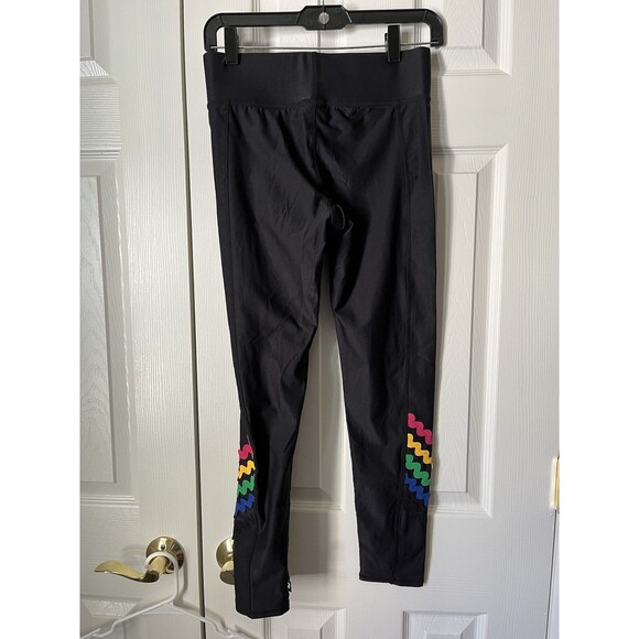 Terez Black Leggings With Ankle Squiggles Relaxed Fit Comfort Women Medium - Picture 4 of 7